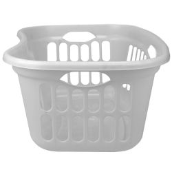 12 pieces of Home Basics Curved Hip Holding Large Capacity Lightweight Plastic Laundry Basket With Easy Grab Handles, White