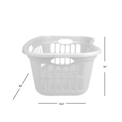 12 pieces of Home Basics Curved Hip Holding Large Capacity Lightweight Plastic Laundry Basket With Easy Grab Handles, White