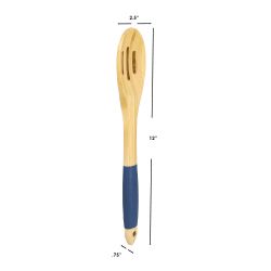 24 pieces of Michael Graves Design Slotted Bamboo Spoon With Indigo Silicone Handle