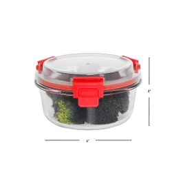 12 pieces of Home Basics Leak Proof  21oz. Round Glass Food Storage Container With Plastic Lid, Red