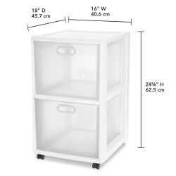 2 pieces of Sterilite Ultra 2 Drawer Cart, White