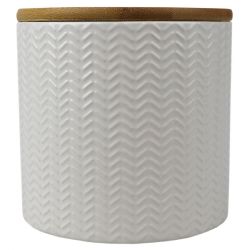 3 pieces of Home Basics Wave 3 Piece Ceramic Canister Set With Bamboo Tops, White