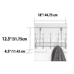 12 pieces of Home Basics Unity  5 Hook Over The Door Hanging Rack, Silver
