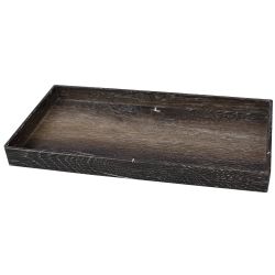 8 pieces of Home Basics Antique Wood Look Farmhouse Rustic Vintage Plastic Nesting Decorative Vanity Tray, Dark Walnut