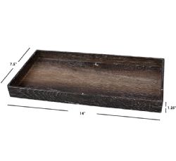8 pieces of Home Basics Antique Wood Look Farmhouse Rustic Vintage Plastic Nesting Decorative Vanity Tray, Dark Walnut