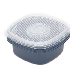 7 pieces of Home Basics 6 Piece Square Plastic Meal Prep Set, (33.8 Oz), Blue