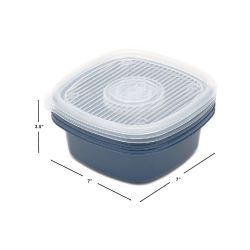 7 pieces of Home Basics 6 Piece Square Plastic Meal Prep Set, (33.8 Oz), Blue