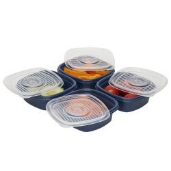 8 pieces of Home Basics 8 Piece Square Plastic Meal Prep Set, (13.5 Oz), Blue