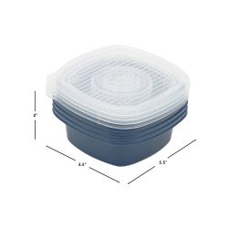8 pieces of Home Basics 8 Piece Square Plastic Meal Prep Set, (13.5 Oz), Blue