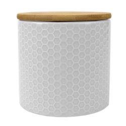 3 pieces of Home Basics Honeycomb 3 Piece Ceramic Canister Set, White