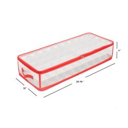 12 pieces of Home Basics Polka Dot Opaque Zippered Christmas Ornament Storage Box