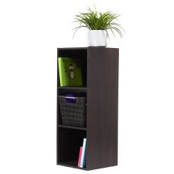Home Basics Open And Enclosed 3 Cube Mdf Storage Organizer, Espresso