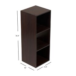 Home Basics Open And Enclosed 3 Cube Mdf Storage Organizer, Espresso