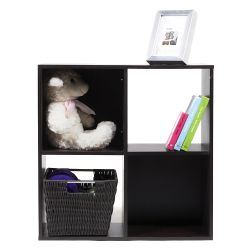 Home Basics Open And Enclosed 4 Cube Mdf Storage Organizer, Espresso