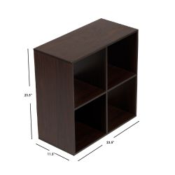 Home Basics Open And Enclosed 4 Cube Mdf Storage Organizer, Espresso