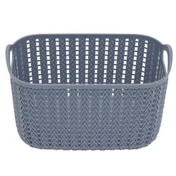 24 pieces of Home Basics 3l CrocheT-Designed Plastic Basket, Blue