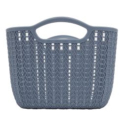24 pieces of Home Basics 6l CrocheT-Designed Plastic Basket, Blue