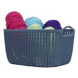 12 pieces of Home Basics 9l CrocheT-Designed Plastic Basket, Blue