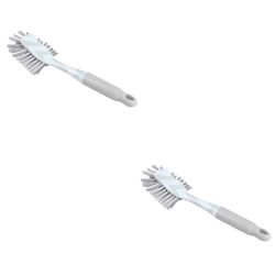 12 pieces of Home Basics Chevron Plastic Dish Brush With Long NoN-Slip Rubber Handle, Grey