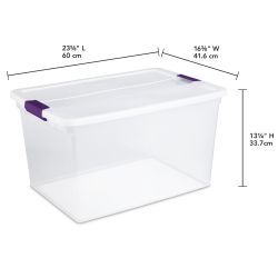 6 pieces of Sterilite 66 Quart/62 Liter Clearview Latchg  Box