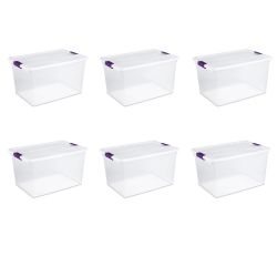 6 pieces of Sterilite 66 Quart/62 Liter Clearview Latchg  Box