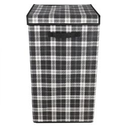 6 pieces of Home Basics Plaid NoN-Woven Laundry Hamper, Black
