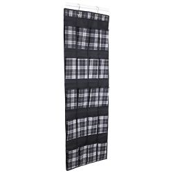 12 pieces of Home Basics Plaid 20 Pocket NoN-Woven Over The Door Shoe Organizer, Black