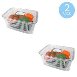 6 pieces of Home Basics Keep Fresh Large Plastic Vegetable Keeper, Clear