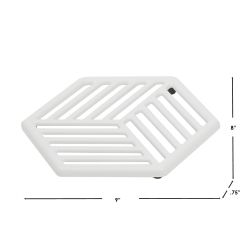 6 pieces of Home Basics Lines Cast Iron Trivet, White
