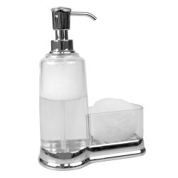 12 pieces of Home Basics Plastic Soap Dispenser With Sponge Compartment, Chrome