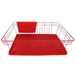 6 pieces of Home Basics 3 Piece Dish Rack, Red