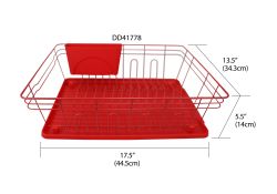 6 pieces of Home Basics 3 Piece Dish Rack, Red