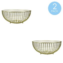 12 pieces of Home Basics Halo Large Capacity Steel Fruit Bowl, Gold