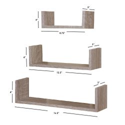 6 pieces of Home Basics Floating Shelf, (set Of 3), Oak