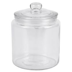 6 pieces of Home Basics Renaissance Collection Small 1 Lt Glass Jar With Easy Grab Knob Handles, Clear