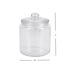 6 pieces of Home Basics Renaissance Collection Small 1 Lt Glass Jar With Easy Grab Knob Handles, Clear