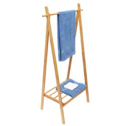 Home Basics A Frame Bamboo Garment Rack With Bottom Shelf, Natural