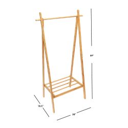 Home Basics A Frame Bamboo Garment Rack With Bottom Shelf, Natural