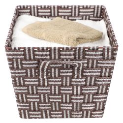 6 pieces of Home Basics Stripe Woven Strap Medium Storage Bin, Brown