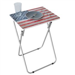 6 pieces of Home Basics Rustic Usa Flag MultI-Purpose Foldable Tv Tray Table, MultI-Color