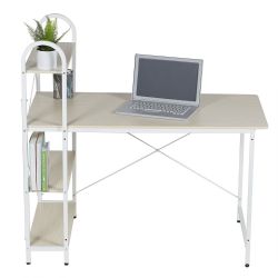 Home Basics Computer Desk With Shelves, Oak/white