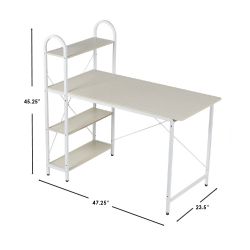 Home Basics Computer Desk With Shelves, Oak/white