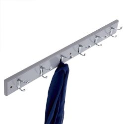 6 pieces of Home Basics 6 Hook Wall Mounted Hanging Rack, Grey