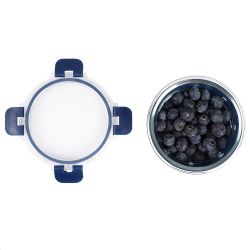 12 pieces of Michael Graves Design Round 13 Ounce High Borosilicate Glass Food Storage Container With Plastic Lid, Indigo
