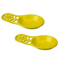 6 pieces of Home Basics Sunflower Heavy Weight Cast Iron Spoon Rest, Yellow