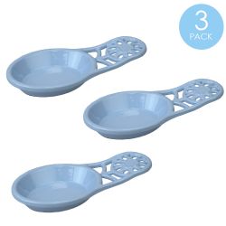6 pieces of Home Basics Sunflower Heavy Weight Cast Iron Spoon Rest, Light Blue