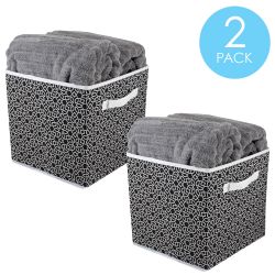 12 pieces of Home Basics Blossom Collapsible NoN-Woven Storage Cube, Black