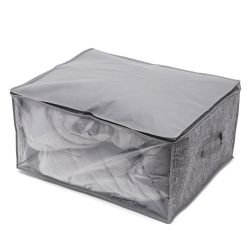 12 pieces of Home Basics Graph Line NoN-Woven Blanket Bag With SeE-Through Window Grey