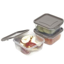 12 pieces of Home Basics Crystal 3 Piece Square Food Storage Containers With Locking Lids, (18.59 Oz)