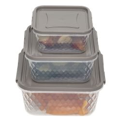 12 pieces of Home Basics Crystal 3 Piece Square Food Storage Containers With Locking Lids
